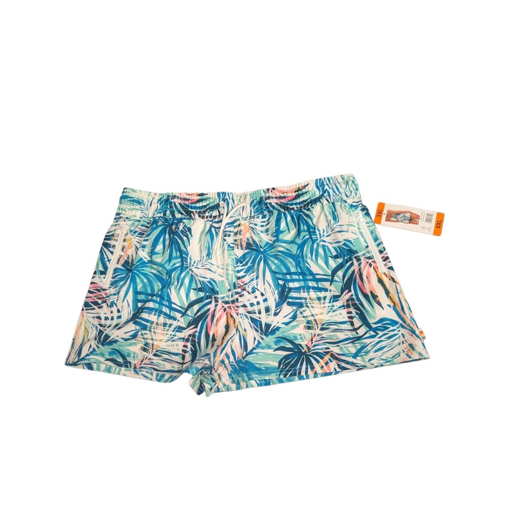New Ocean Pacific OP Women's XXL Tropical Palm Board Shorts Teal Blue Pink
